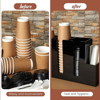 Cunhill 4 Compartments Acrylic Coffee Cup and Lid Storage Organizer Holder
