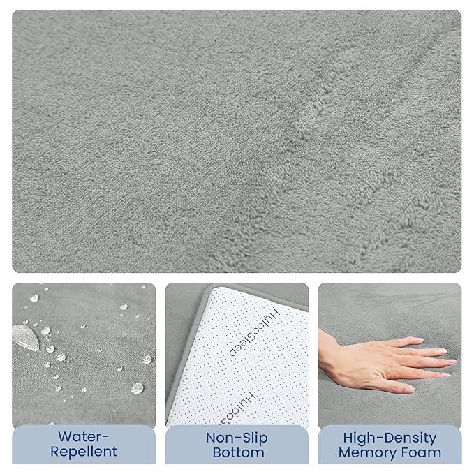 Baby Play Mat for Floor,1.3" Thick Elasti-Foam 50"×50" Playpen Mat for Tummy Time,Water Repellent Soft Coral Velvet for Toddler,Infant,Kids,Non-Slip Backing Safe for Crawling(Light Grey)