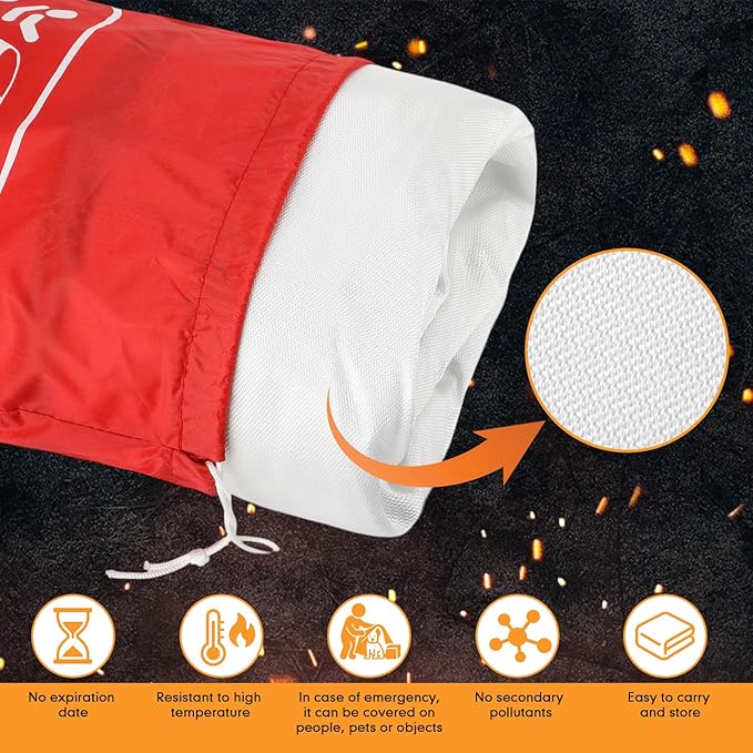 Emergency Fire Blanket for Car Vehicle Fiberglass Extinguisher Blanket Large Fire Suppression Survival Safety Equipment for Automobiles Motorcycles Warehouses House Camping