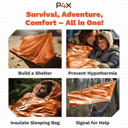PREPARED4X Mylar Blankets 8 Pack - Waterproof Emergency Blanket - Rip and Tear Resistant Survivalist Gear - Emergency Thermal Blanket for Outdoor Survival