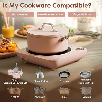 CIARRA CATIH1A-P Portable Induction Cooktop, Slim Single Electric Countertop