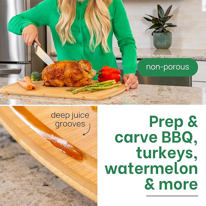 Greener Chef 20 Inch Bamboo Cutting Board Featuring Super-Sized Glue-Free