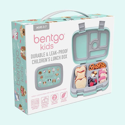Bentgo Kids Prints Leak-Proof, 5-Compartment Bento-Style Kids Lunch Box - Ideal Portion Sizes for Ages 3-7, Durable, Drop-Proof, Dishwasher Safe, & PFAS & BPA-Free Materials (Puppy Love)