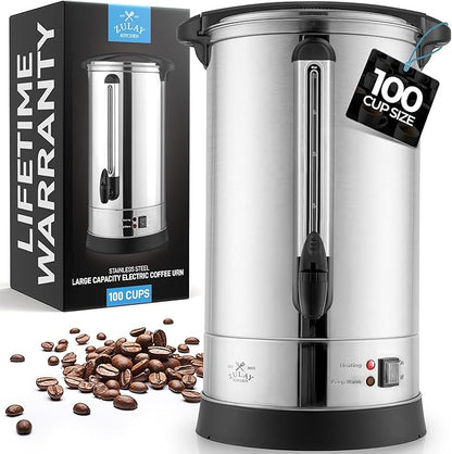 Zulay Commercial Grade 100 Cup Coffee Maker Hot Water Urn