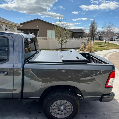 YITAMOTOR FRP Hard Tri-Fold Truck Bed Tonneau Cover Fit for Dodge Ram 1500 New Body Style 2019 2020 2021 2022 2023 2024 2025 2026, 6.4 ft Bed Without Rambox