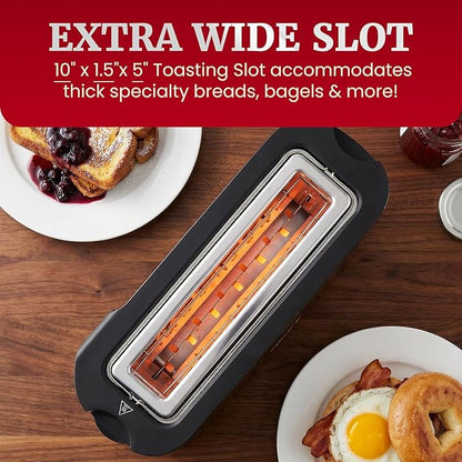 Elite Gourmet ECT3200 2-Slice, 1 Long Slot, Slim Toaster, 6 Toast Settings
