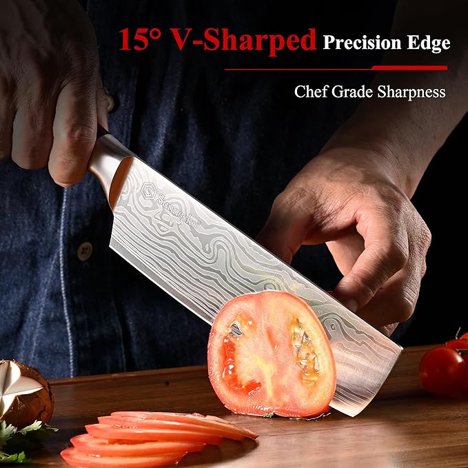Sunnecko Japanese Nakiri Knife 7 Inch