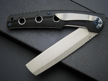 Eafengrow EF941 EDC Pocket Folding Knife D2 Steel Blade G10 Handle Pocket Clip with safety liner lock for Camping Survival Outdoor(Black)
