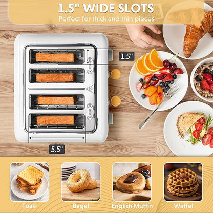 BUYDEEM DT640 4-Slice Toaster, Extra Wide Slots, Stainless Steel