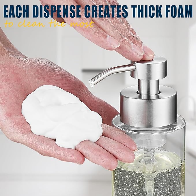 Glass Foaming Hand Soap Dispenser, 10 oz Easy Refill Glass Soap Dispenser