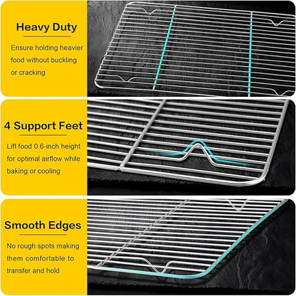 E-far Baking Cooling Rack Set of 2, Stainless Steel Metal Roasting Cooking Racks
