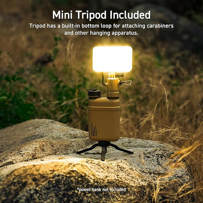 ELECOM NESTOUT Outdoor Camping LED Panel Flashlight w/Mini Tripod, Dimmable USB Powered LED Light, IP44 Water Dust Resistant, 30-1000 Lumen, Portable Lantern for NESTOUT Power Bank, Black (Flash-1)