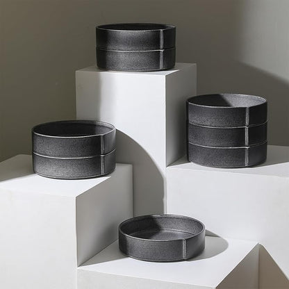 Stone Lain Bao 4-Piece Pasta Bowl Set Stoneware, Charcoal