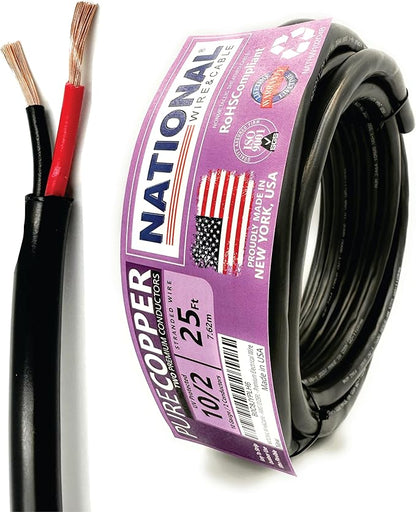 NATIONAL Wire & Cable – 10 AWG 2-Conductor Premium Copper Wire, 25 ft, Stranded