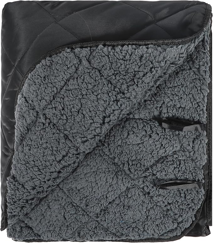 REDCAMP Large Camping Blanket with Sherpa Lining, Cold Weather Warm Outdoor Blanket Windproof for Camping Stadium, Machine Washable 59"x 71" Black