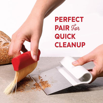 KneadAce Dough Scraper & Baker’s Brush Set. Stainless Steel Bench Scraper &