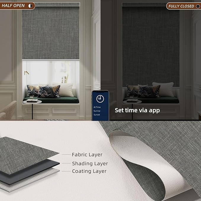 Motorized Roller Shade: 100% Blackout, Electric Blinds Compatible