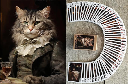 Victorian Cats Playing Cards (Poker Deck 54 Cards All Different) Handsome Cats in Victorian Suits and Top Hats Cute Cats in Vintage Clothing Illustration