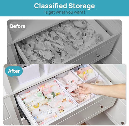 Vtopmart 12 Pack Baby Clothes Organizer, Dresser Drawer Organizer