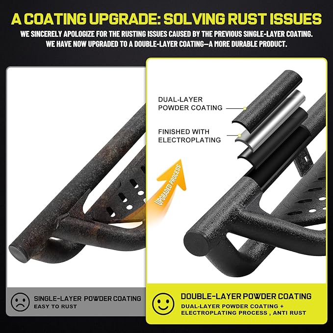 BINARY STAR Running Boards Compatible with 2009-2018 Dodge Ram 1500 Crew Cab, 2010-2026 Ram 2500 3500(Incl. Classic), 6 Inch Side Steps, Bed Access Step Made with Carbon Steel