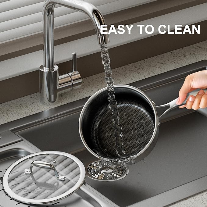 COOKER KING 2 Quart Stainless Steel Saucepan, Nonstick Sauce Pan, Ceramic Suce