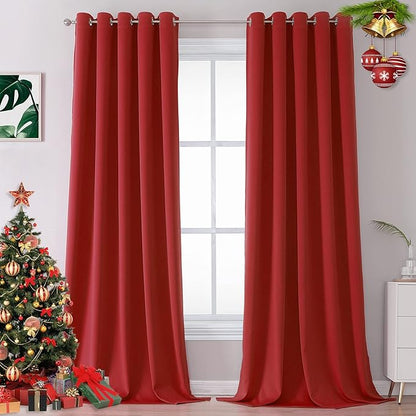 DUALIFE 108 inches Long Red Blackout Curtains