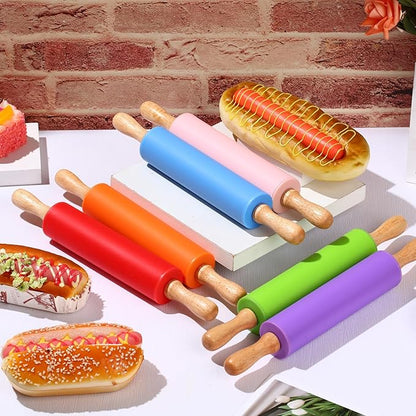 Dandat 6 Pcs Small Rolling Pin Kids 12 Inch Mini Silicone Rolling Pin