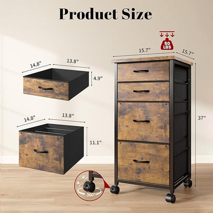 4 Drawers Mobile File Cabinet Vertical Filing Cabinet