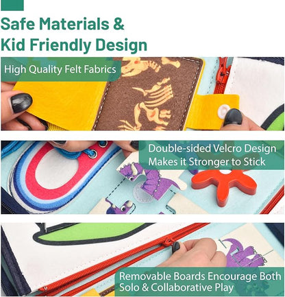 Montessori Busy Board, Quiet Busy Book for Toddlers 3, Toddler Activity Books Ages 3+, Toddler Preschool Learning Activities, Travel Toys for Toddlers 3-5