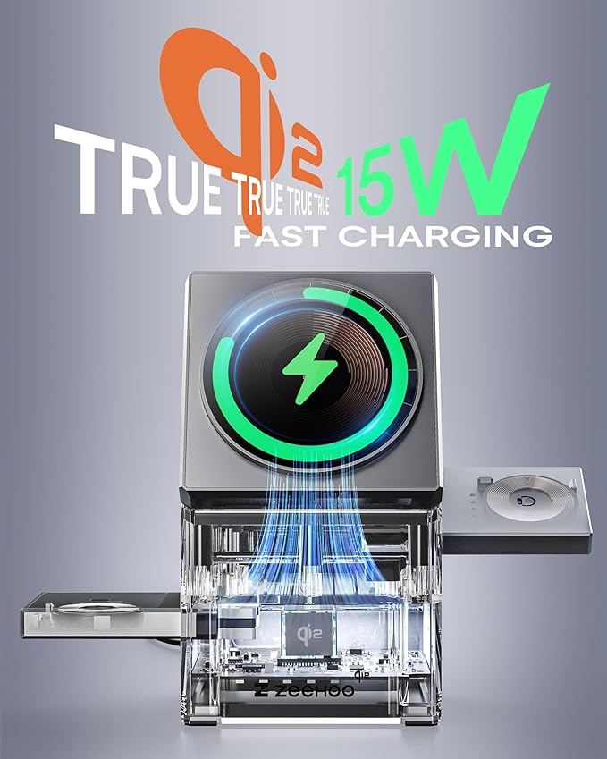 ZEEHOO 3 in 1 Charging Station for Apple, iPhone Mag-Safe Charger, Qi2 Certified