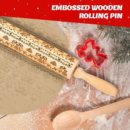 Stocking Stuffers Gifts for Women, Wooden Embossed Rolling Pin for Baking