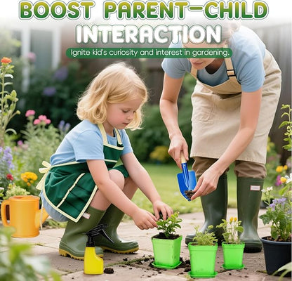 Kids Gardening Tool Set, 20PCS Gardening Toys Includes Metal Rake,Fork,Trowel,Apron,Gloves,Watering Can,Tote Bag, Garden Tool Kit for Kids, Outdoor Toys Gift for Boys Girls