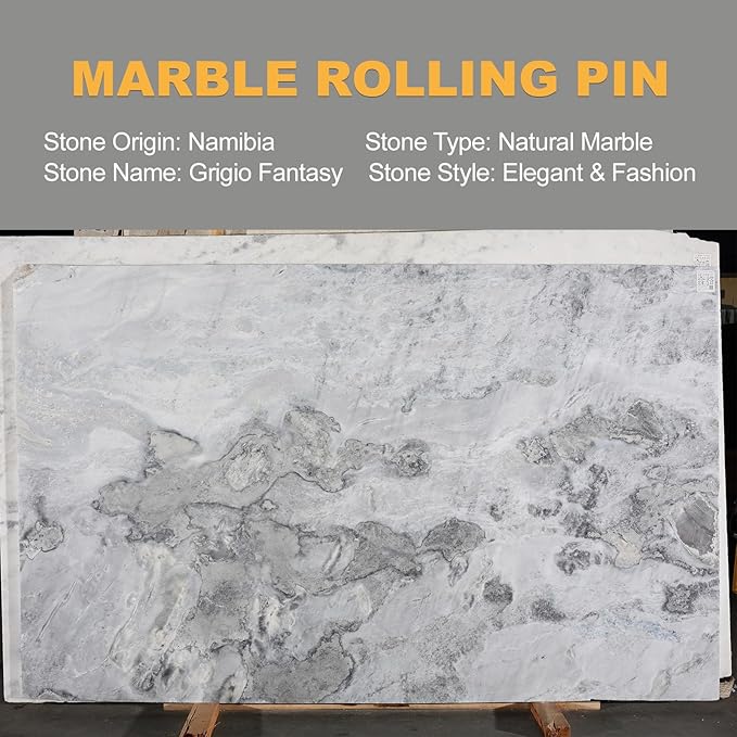 Koville African Natural Marble Rolling Pin, Non-Stick Polished Dough Roller