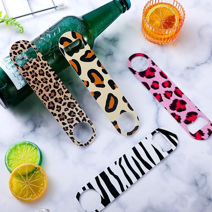 4 Pcs Flat Bottle Opener Heavy Duty Stainless Steel Bottle Opener Beer Flask