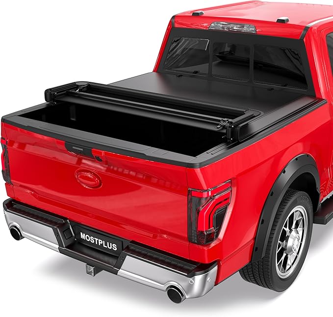 MOSTPLUS 5.5FT Quad Fold Soft Truck Bed Tonneau Cover On Top Compatible for Ford F150 2015-2025 2026 F-150 Bed Fourth Fold Styleside Bed Cover 67Inch