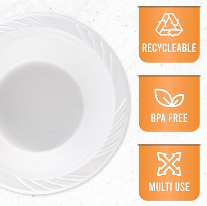 PLASTICPRO 400 Count Disposable 12 ounce White Plastic Soup Bowls