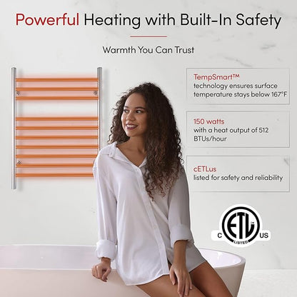 Heated Towel Rack, 10-Bar Wall-Mounted Electric Towel Warmer, Polished