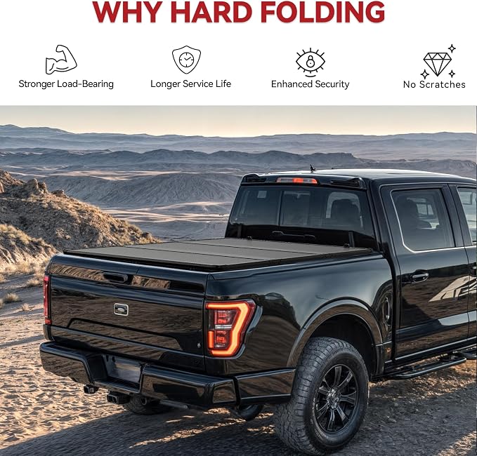 YITAMOTOR FRP Hard Tri-Fold Truck Bed Tonneau Cover Fit for Dodge Ram 1500 New Body Style 2019 2020 2021 2022 2023 2024 2025 2026, 6.4 ft Bed Without Rambox