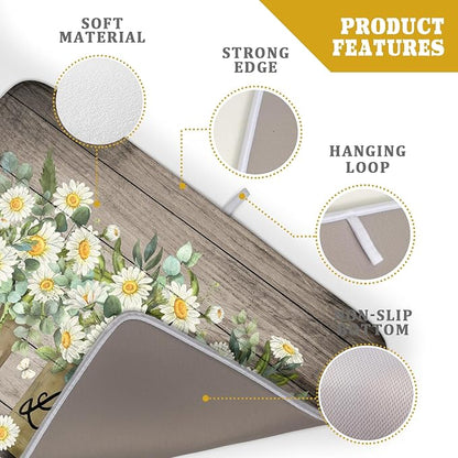 Flower Vase Dish Drying Mats 18×24 Inch Rustic Wood Reversible Microfiber