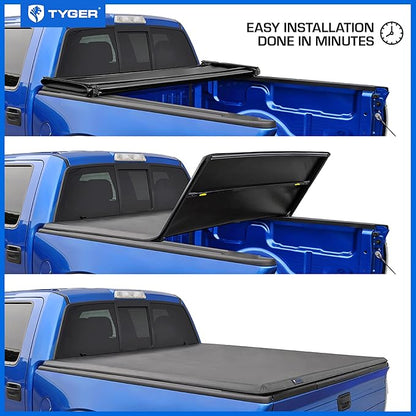 Tyger Auto T3 Soft Tri-fold Truck Bed Tonneau Cover Compatible with 2019-2023 Ford Ranger | 5' Bed | TG-BC3F1066 | Vinyl, Black