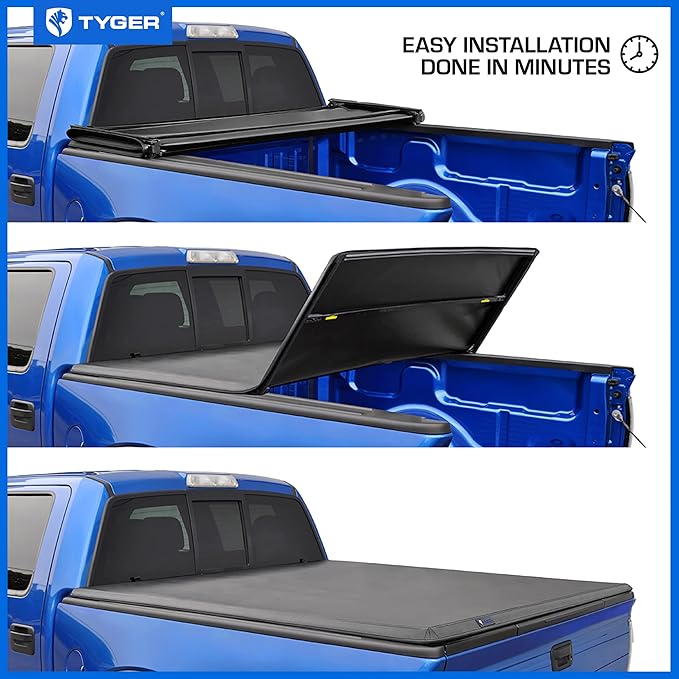 Tyger Auto T3 Soft Tri-fold Truck Bed Tonneau Cover Compatible with 2022-2026 Nissan Frontier | 5' (60") Bed | TG-BC3N1057