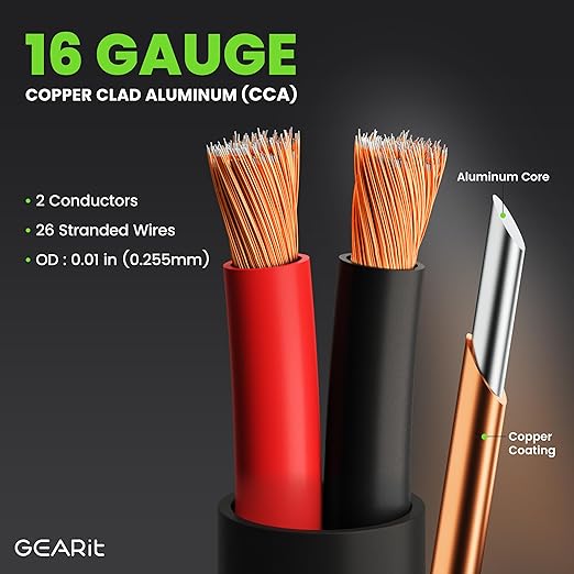 GEARit Outdoor Speaker Wire CL3 Rated, 16 Gauge Speaker Wire, Speaker Cable 200