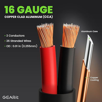 GEARit Outdoor Speaker Wire CL3 Rated, 16 Gauge Speaker Wire, Speaker Cable 200