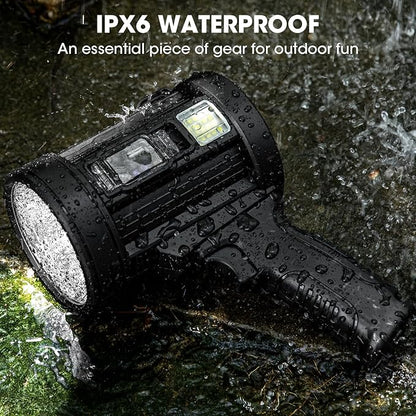 Rechargeable Spotlight, 99,000 Lumens Super Bright Handheld Led Flashlight, Outdoor Spot Light with Cob Light and Solar Panelsfor Boating Camping