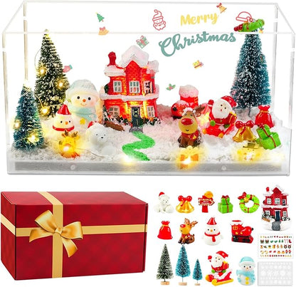 MYDOVA Christmas Decorations, Christmas Sensory Bin for Kids, Christmas DIY Decoration Art Kit for Kids with Sandbox, Castle, Christmas Tree, 3 Color Sand Gift Birthday Gift for Children Ages 3+