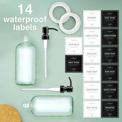 Vine Creations Clear Glass Soap Dispenser, 2 Pack Kitchen Soap Dispenser Set