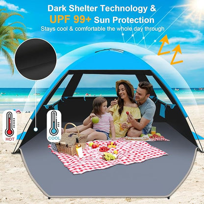 Gorich Beach Tent Sun Shelter for 3/4-5/6-7/8-10 Person with UPF 50ï¼?UV Protection, Lightweight & Easy Setup Beach Shade Canopy, Portable Beach Shade Tent Beach Cabana
