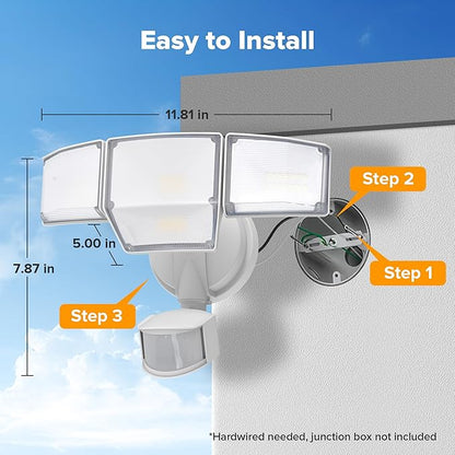 LUTEC 80W 9000LM LED Security Lights Motion Sensor Outdoor Lights, 4 Head LED