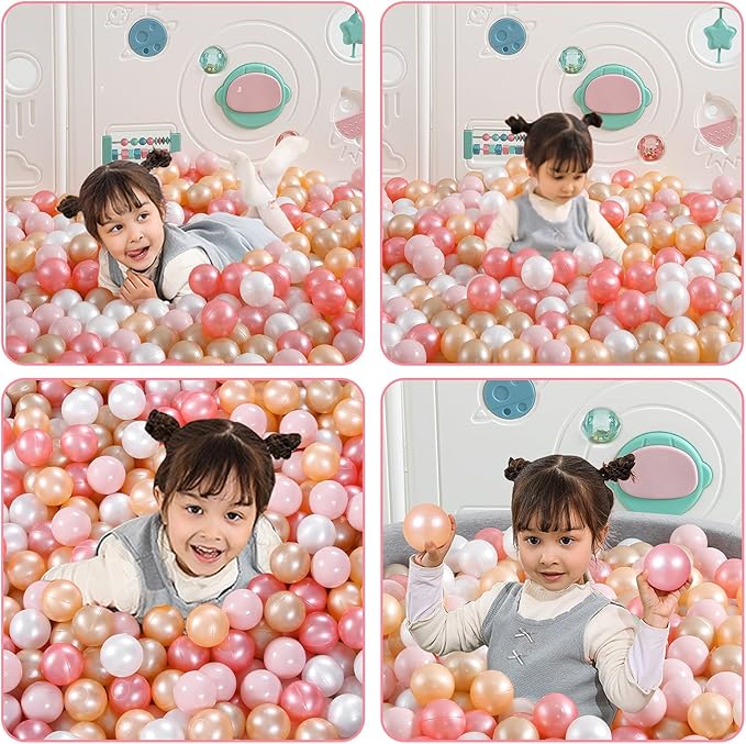 Ball Pit Balls Pack of 100 200 500 - Star and Round Set BPA Free Phthalate Free Non-Toxic Crush Proof Play Balls Soft Plastic Balls for Toddlers Baby Kids Birthday Pool Tent Party