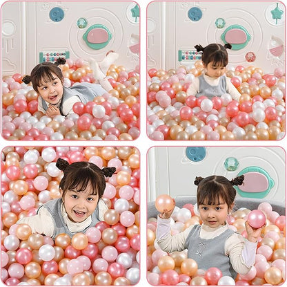 Ball Pit Balls Pack of 100 200 500 - Star and Round Set BPA Free Phthalate Free Non-Toxic Crush Proof Play Balls Soft Plastic Balls for Toddlers Baby Kids Birthday Pool Tent Party